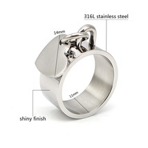 Gold/Silver Color Accessories Heart Ring with Engravable Laser Logo Pendant 10/1 - £8.68 GBP