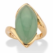 PalmBeach Jewelry Marquise-Cut Genuine Gold-Plated Silver Green Jade Bypass Ring - £79.91 GBP