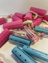 Pink Foam Sponge Rollers Curlers Plus Blue Plastic Vintage Lot Miscellan... - £7.66 GBP