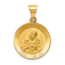 14k Polished and Satin Sacred Heart of Mary Medal Hollow Pendant XR1262 - £224.45 GBP