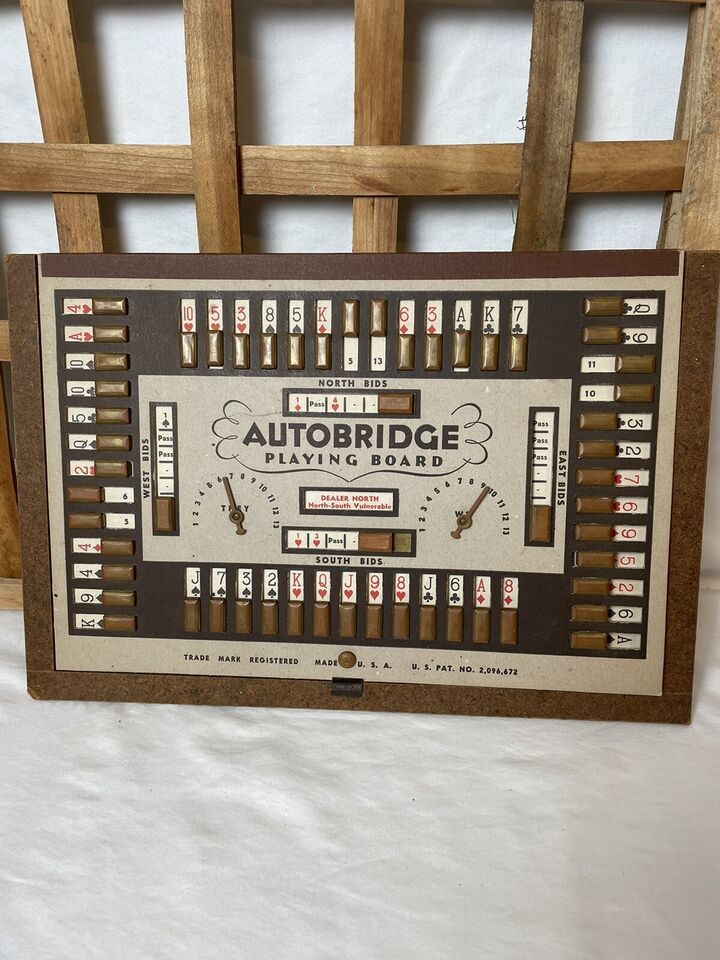 VINTAGE GAME  AUTOBRIDGE PLAYING BOARD, EXTRA DEAL SHEETS & INSTRUCTIONS 1949 - $23.36