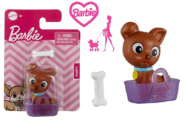 New Barbie Doll Small Baby Puppy Dog Figure Set Accessory + Carry Bag + Treat - £5.58 GBP