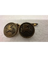 Vintage Detailed Retro Gold Tone Model T Button Cuff Links M205 - $10.32 CAD
