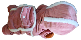 Pink Corduroy And White Fleece Hooded Four-Legged Jumpsuit Coat ~L~ - £8.12 GBP