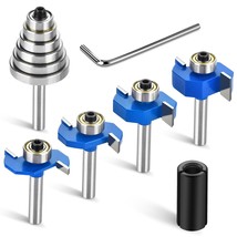 4Pcs Router Bits 1/4 Shank With 6 Bearings Set 1/16&quot;, 1/8&quot;, 3/16&quot;, 1/4&quot;, 5/16&quot;, - $30.78