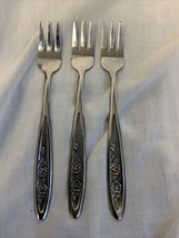 3 Vintage Ekco Eterna Stainless Floral  COUNTRY GARDEN Cocktail FORK 5.5&quot; - £7.52 GBP