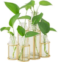Radefasun Flower Vases With 6 Bottle Crystal Clear Glass Flower Vase With Metal - $55.93