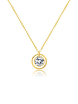 Authentic Crislu Bezel Set Halo Pendant in Yellow Gold Plating - $92.07