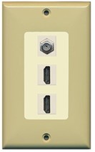 RiteAV - 2 Port HDMI 1 Coax Cable TV- F-Type Decorative Wall Plate - Ivory/Light - $10.73