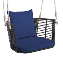 Single Person Hanging Seat with Woven Rattan Backrest for Backyard-Blue ... - $2,898.64 MXN