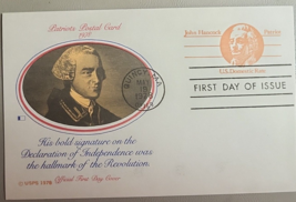 US FIRST DAY CARD JOHN HANCOCK PATRIOT DOMESTIC RATE FLEETWOOD CACHET Stamp - £1.54 GBP