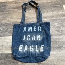 AMERICAN EAGLE blue DENIM aeo TOTE BAG school BOOKS college DISTRESSED - £6.29 GBP