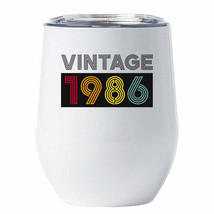 Vintage 1986 Tumbler 36 Years Old 36th Birthday Color Retro Wine Cup 12oz Gift - £18.15 GBP