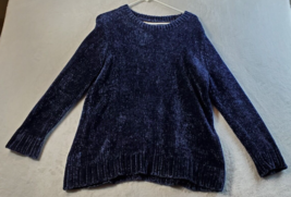 Orvis Sweater Women Size Large Navy Velvet Long Casual Sleeve Round Neck Classic - £18.04 GBP