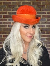 Vintage Womens Hat Orange Fur Felt Mousse Renee 1960s West Germany Martelle - $49.46