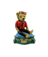 Vintage Cast Iron Door Stop, Teddy Bear Bellhop, Red Coat &amp; Cap, Nice Co... - £51.90 GBP