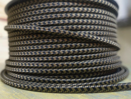 Negro/Marrón 2-Wire Plano Paño Cubierto Cuerda, Tela 18ga Estilo Vintage Luces , - £1.00 GBP