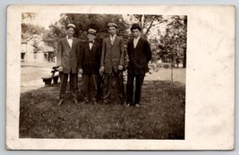 Bellefontaine OH Ohio RPPC Johnson Family Four Dapper Young Men Postcard G45 - £12.33 GBP