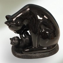Vtg CERAMIC 7” CAT Mother and Child Kitten black Figurine.Decorative TAIWAN - £51.62 GBP
