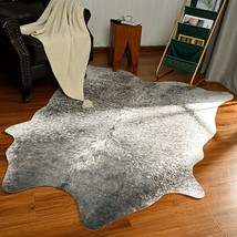 Rtizon Faux Cowhide Rug For Living Room, 5 Point 2 X 6 Point 2 Ft. Grey, Cow - £82.12 GBP