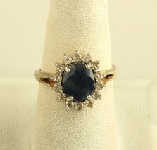 DBJ Sterling Silver Vermeil Genuine Sapphire and Diamond cocktail Ring - £55.39 GBP