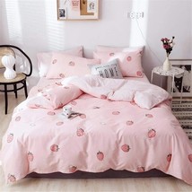 Pink Strawberry Duvet Cover Full Queen Girls Bedding Set,Cute Kawaii Fruit Print - £78.17 GBP