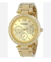 Pulsar PP6106 Women's Swarovski Crystal Gold Tone Steel Watch MSRP $155! - $49.99