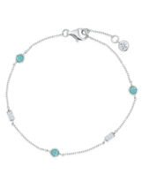 Authentic CRISLU Turquoise and Baquette CZ Chain Bracelet in Platinum - $92.07