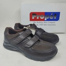 Propet Men&#39;s Walking Shoes Size 8 M Brown Leather Casual Sneakers  - £45.50 GBP