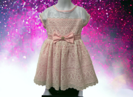 Rare Edition Lace Dress White Overlay Size 4T Pink White Crochet Lined - £14.97 GBP