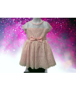 Rare Edition Lace Dress White Overlay Size 4T Pink White Crochet Lined - £14.64 GBP