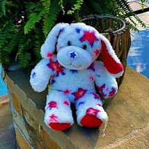 Build A Bear Stars Dog Plush Stuffed Animal Patriotic Red White Blue 14 ... - $8.69