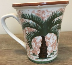 Vintage Totally Today Palm Tree Coffee Mug Cup Tall 4.5” China EUC Set of 4 - £6.73 GBP
