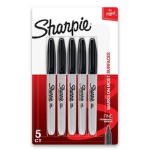 Sharpie Permanent Markers, Fine Point, Black, 5 Count - $167.74 MXN