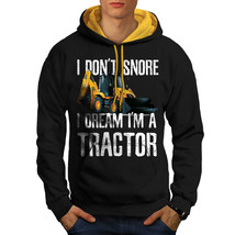 Wellcoda I Don&#39;t Snore Tractor Mens Contrast Hoodie, Farmer Casual Jumper - £31.28 GBP