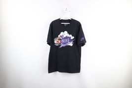 Vintage Nike Mens Medium Faded Spell Out Airplane Short Sleeve T-Shirt Black - $49.45