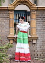 Womens One Size Fits Most Top &amp; Skirt Dress Mexican Folkloric Fiesta Dan... - $55.17