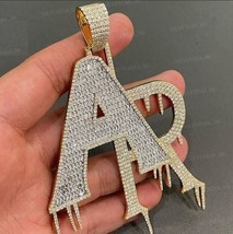 Iced Out Baguette Cut Simulated Diamond 925 Silver Customize Any Letter Pendant - £256.81 GBP