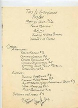 Indulgence Bistro Menu New Orleans Louisiana 1984 Frank Bailey  - $84.15