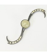 Antique Brooch Pin Rhinestones 4&quot;  Long Sliver Tone - $396.74 MXN