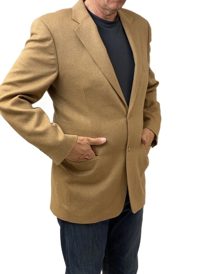 TASSO ELBA FOR MACYS CAMEL HAIR MENS SPORT COAT BLAZER JACKET  40L  2 Button Item image 2