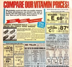 Vitamin Advertisement Page Nutrition Headquarters 1982 Vintage Health DWKK18 - £15.02 GBP