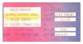 Alice Cooper Concerto Ticket Stub Dicembre 12 1986 Philadelphia Pennsylvania - £35.46 GBP