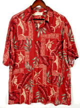 Caribbean Hawaiian Shirt Size Large Mens Marlin Fish Red Button Down Rayon Y2K - £26.23 GBP