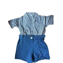 Vtg 40s Deadstock Boys 2-Piece Blue Striped Set - Sz 6 American Pickers ... - $49.45