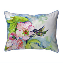 Zippered Betsy Drake Hummingbird and Hibiscus Outdoor Pillow 20 Inch x 24 Inch - £54.26 GBP