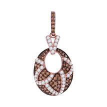 10kt Rose Gold Womens Round Brown Color Enhanced Diamond Oval Pendant 1.00 Cttw - £607.51 GBP