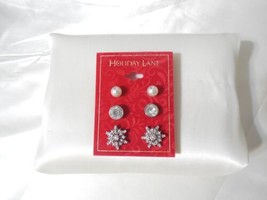 Holiday Lane Silver Tone Snowflake Trio Stud earrings HL611 - $13.43
