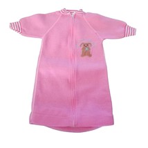 Vintage Baby Clothes Sleep Sack Infant Sleeper Gown Pink Bunny Rabbit Zip Up 80s - £14.38 GBP