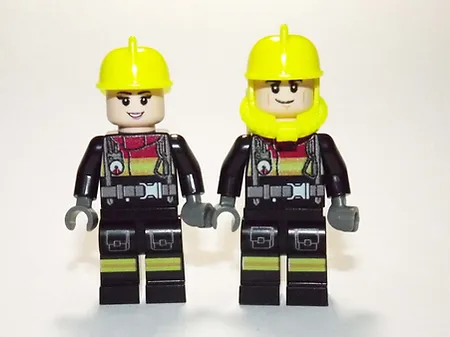 SM Fire Fighter Black and Yellow fireman set A Minifigures Custom Lego F... - $12.60